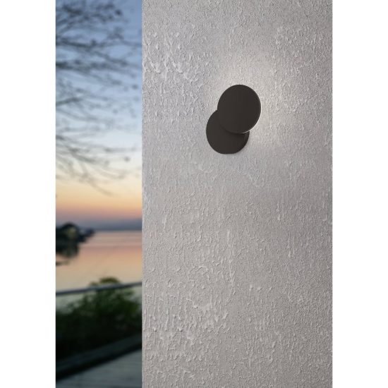 Eglo pedersano applique da esterno led 8w cct 2700k 6500k 14cm ip44 moderna rotonda nera