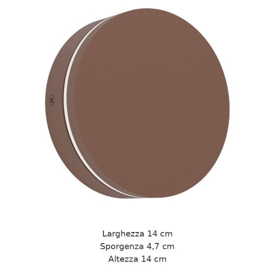 Eglo pedersano applique da esterno led 8w cct 2700k 6500k 14cm ip44 moderna rotonda marrone ruggine