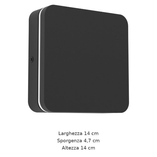 Eglo pedersano applique da esterno led 8w cct 2700k 6500k 14cm ip44 moderna quadrata nera