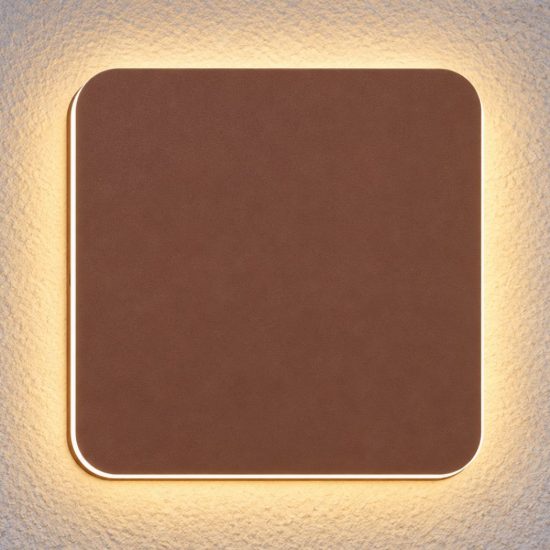 Eglo pedersano applique da esterno led 8w cct 2700k 6500k 14cm ip44 moderna quadrata marrone ruggine