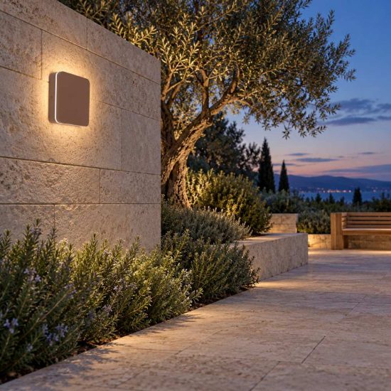 Eglo pedersano applique da esterno led 8w cct 2700k 6500k 14cm ip44 moderna quadrata marrone ruggine