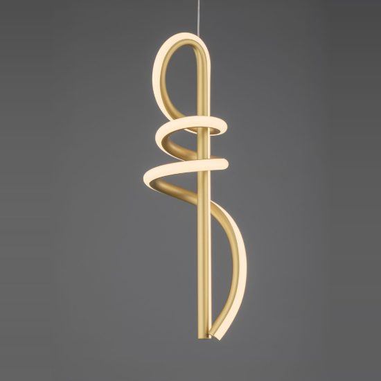 Lampada per cucina moderna a sospensione spiroidale oro led 18w 3000k dimmerabile