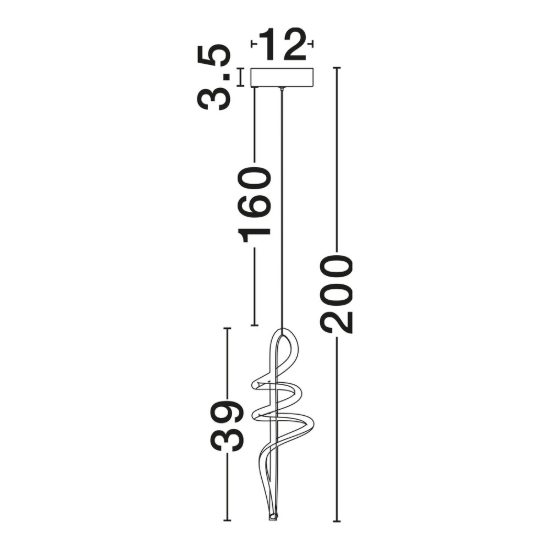 Lampada per cucina moderna a sospensione spiroidale oro led 18w 3000k dimmerabile