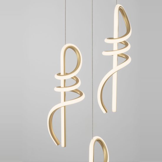 Lampada per camera da letto moderna a sospensione spiroidale oro led 54w 3000k