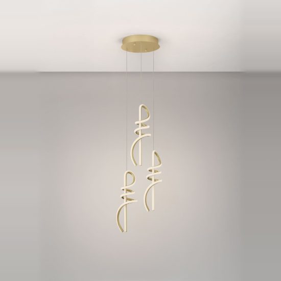 Lampada per camera da letto moderna a sospensione spiroidale oro led 54w 3000k