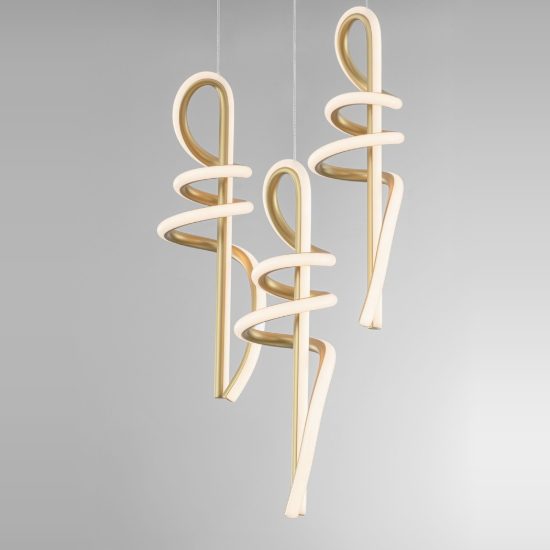 Lampada per camera da letto moderna a sospensione spiroidale oro led 54w 3000k