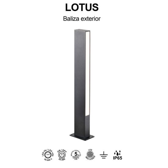 Lampione da giardino led 10w 3000k ip65 h60cm antracite