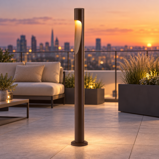 Lampione da giardino ip65 moderno corten led 6w 3000k