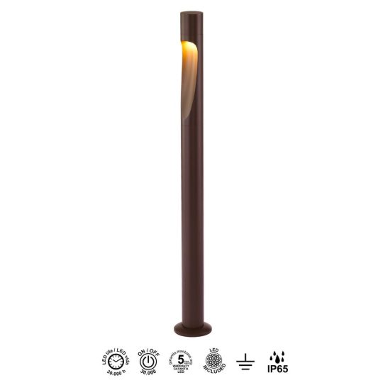 Lampione da giardino ip65 moderno corten led 6w 3000k