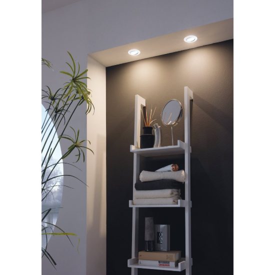 Eglo pineda set 3 faretti da incasso per cartongesso orientabili led 3x4,9w 3000k foro 7,2cm bianco