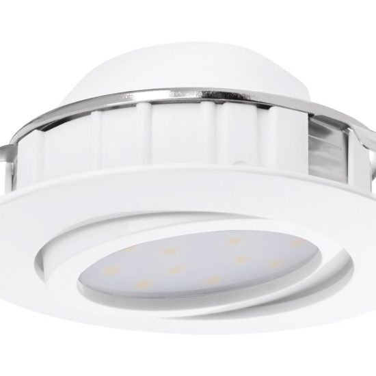 Eglo pineda set 3 faretti da incasso per cartongesso orientabili led 3x4,9w 3000k foro 7,2cm bianco