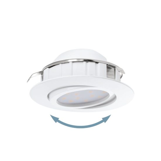 Eglo pineda set 3 faretti da incasso per cartongesso orientabili led 3x4,9w 3000k foro 7,2cm bianco