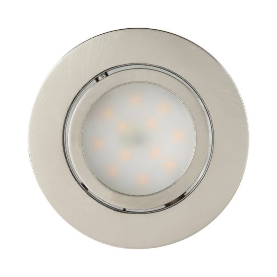 Eglo pineda set 3 faretti da incasso per cartongesso orientabili led 3x4,9w 3000k foro 7,2cm nichel opaco