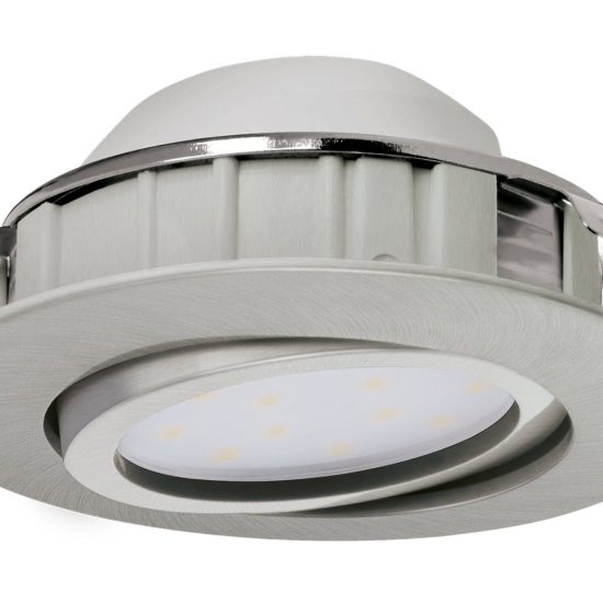 Eglo pineda set 3 faretti da incasso per cartongesso orientabili led 3x4,9w 3000k foro 7,2cm nichel opaco