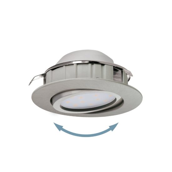Eglo pineda set 3 faretti da incasso per cartongesso orientabili led 3x4,9w 3000k foro 7,2cm nichel opaco