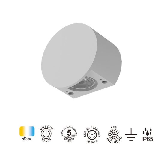 Applique da esterno bianca led 3w 3000k ip65 moderna