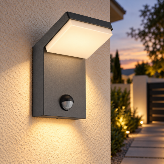 Applique per esterno led 7w 3000k ip65 10cm con sensore di movimento
