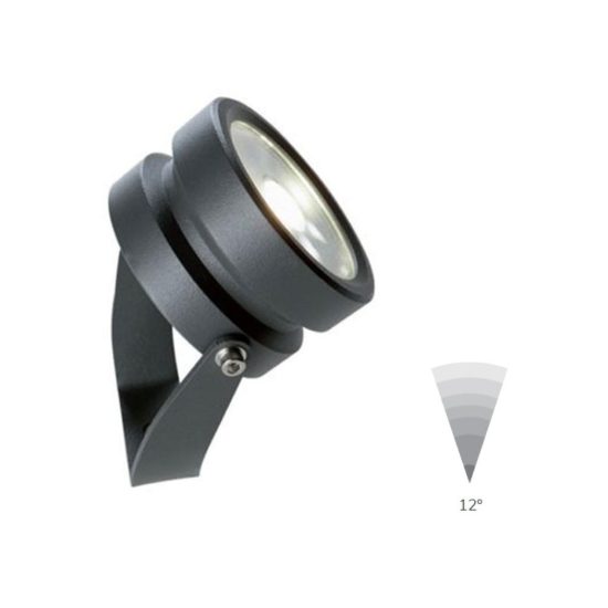 Faretto da esterno nero con picchetto orientabile led 9w 3000k ottica 12