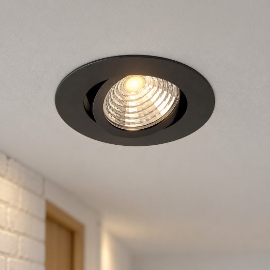 Eglo saliceto faretto da incasso per cartongesso orientabile led 4,8w 2700k foro 6,8cm nero