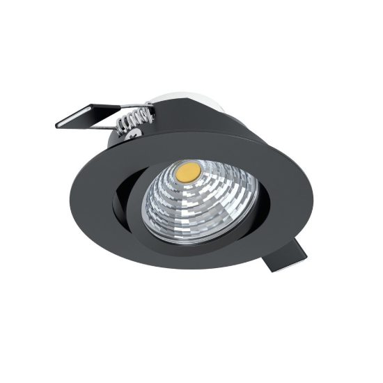 Eglo saliceto faretto da incasso per cartongesso orientabile led 4,8w 2700k foro 6,8cm nero