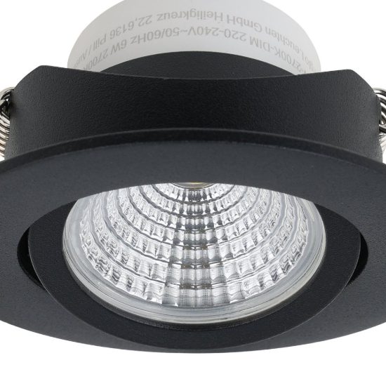 Eglo saliceto faretto da incasso per cartongesso orientabile led 4,8w 2700k foro 6,8cm nero