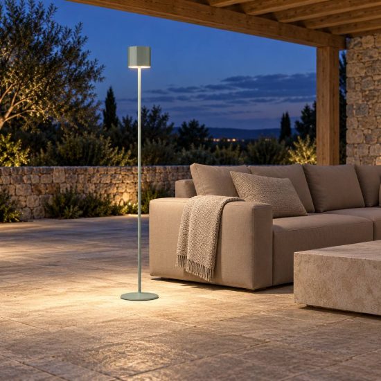 Lampada da terra ricaricabile da esterno led 3w cct 2300k 4000k ip44 moderna verde