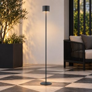 Lampada da terra ricaricabile da esterno led 3w cct 2300k 4000k ip44 moderna nera