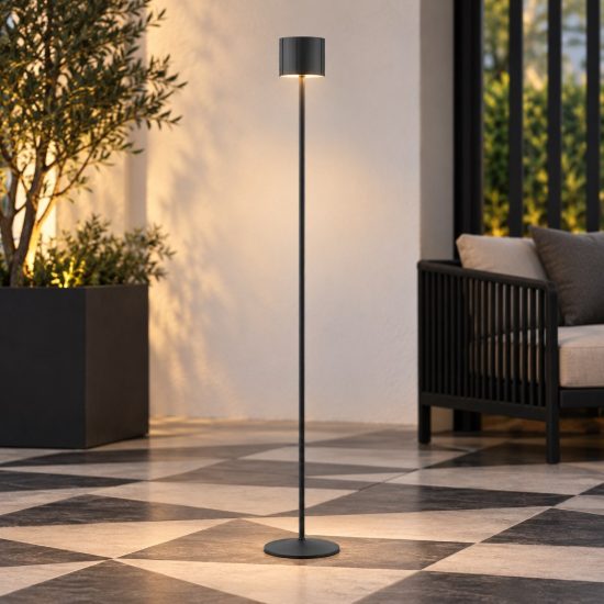 Lampada da terra ricaricabile da esterno led 3w cct 2300k 4000k ip44 moderna nera