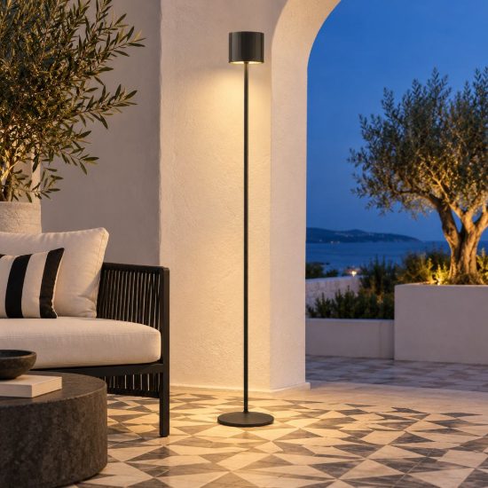 Lampada da terra ricaricabile da esterno led 3w cct 2300k 4000k ip44 moderna nera