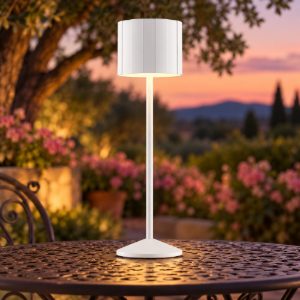 Lampada da tavolo ricaricabile da esterno led 3w cct 2300k 4000k ip44 moderna bianca
