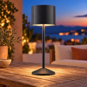 Lampada da tavolo ricaricabile da esterno led 3w cct 2300k 4000k ip44 moderna nera