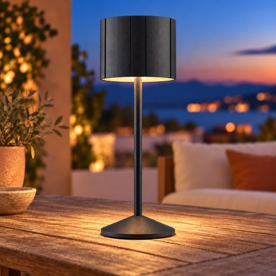 Lampada da tavolo ricaricabile da esterno led 3w cct 2300k 4000k ip44 moderna nera