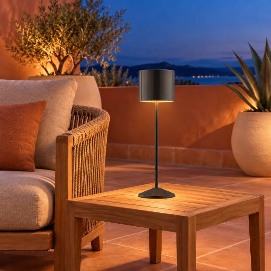 Lampada da tavolo ricaricabile da esterno led 3w cct 2300k 4000k ip44 moderna nera
