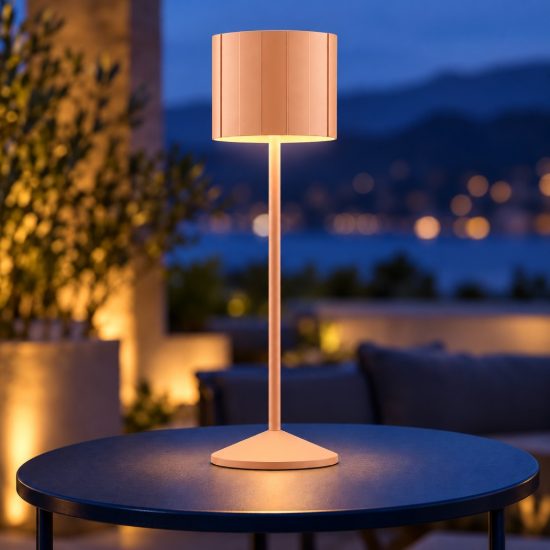 Lampada da tavolo ricaricabile da esterno led 3w cct 2300k 4000k ip44 moderna salmone