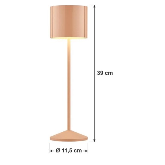 Lampada da tavolo ricaricabile da esterno led 3w cct 2300k 4000k ip44 moderna salmone