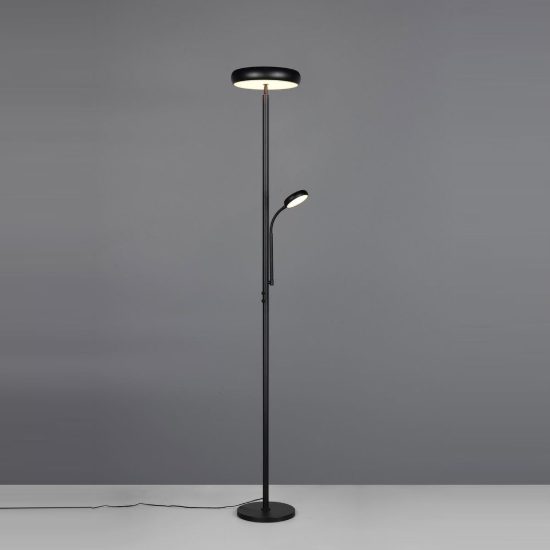 Lampada da terra led 23w cct 3000k 4000k 6500k con luce da lettura e telecomando nera