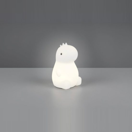 Lampada da tavolo led 0,5w 3000k rgb a batterie per cameretta a forma di dinosauro bianca