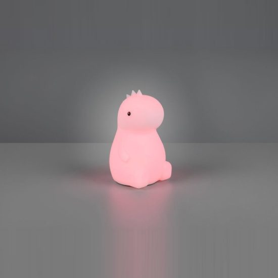 Lampada da tavolo led 0,5w 3000k rgb a batterie per cameretta a forma di dinosauro bianca