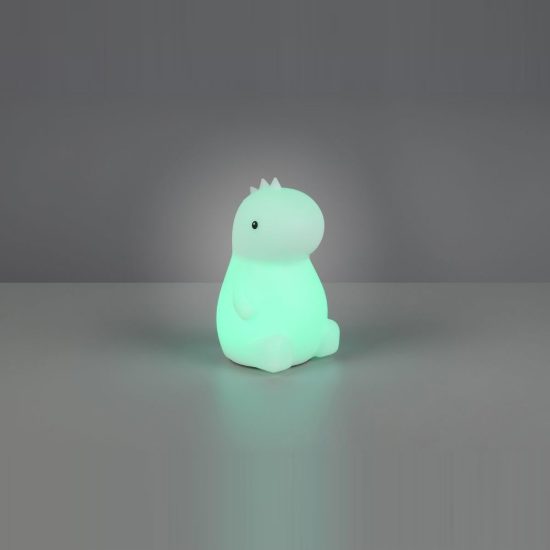 Lampada da tavolo led 0,5w 3000k rgb a batterie per cameretta a forma di dinosauro bianca