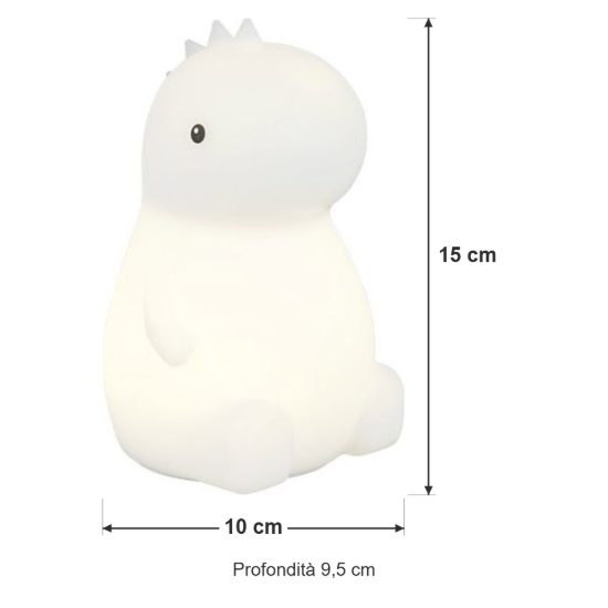 Lampada da tavolo led 0,5w 3000k rgb a batterie per cameretta a forma di dinosauro bianca