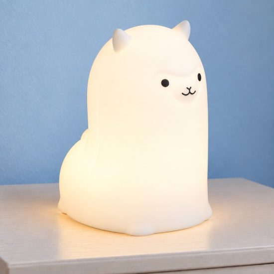 Lampada da tavolo led 0,5w 3000k rgb a batterie per cameretta a forma di alpaca bianca