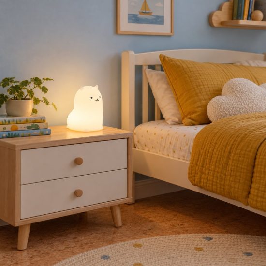 Lampada da tavolo led 0,5w 3000k rgb a batterie per cameretta a forma di alpaca bianca