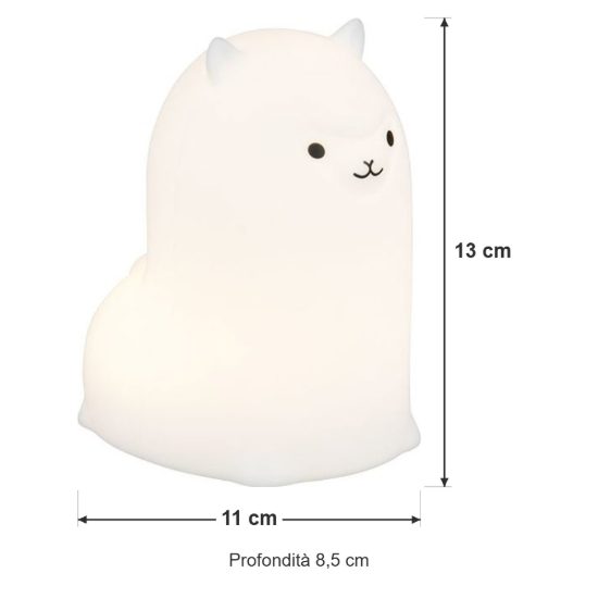 Lampada da tavolo led 0,5w 3000k rgb a batterie per cameretta a forma di alpaca bianca
