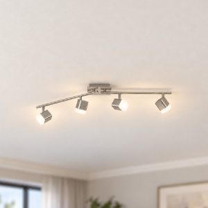 Plafoniera con 4 faretti led 4x3,5w 3000k moderna quadrati nichel opaco