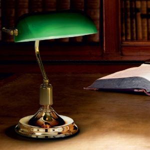 Lawyer tl1 lampada per scrivania ideal lux classica ottone lucido vetro verde