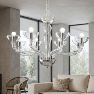 Casanova sp8 ideal lux lampadario classico 8 luci in vetro trasparente