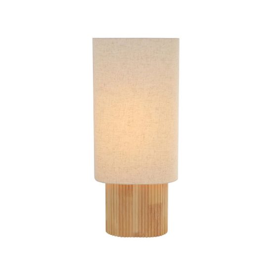 Lampada da tavolo ovale per soggiorno moderna bianco effetto legno chiaro