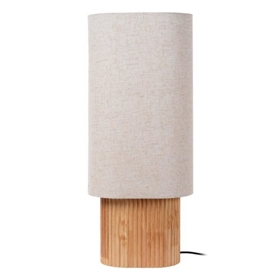 Lampada da tavolo ovale per soggiorno moderna bianco effetto legno chiaro