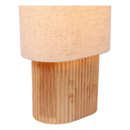 Lampada da tavolo ovale per soggiorno moderna bianco effetto legno chiaro