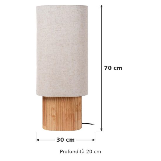 Lampada da tavolo ovale per soggiorno moderna bianco effetto legno chiaro